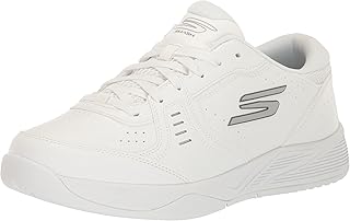 Skechers Viper Court Smash-Athletic Men's Indoor & Outdoor Pickleball Shoes | Casual Sneakers, White/Navy/Red