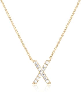 PAVOI Initial Necklace for Women, 14K Gold Plated Cubic Zirconia Pendant