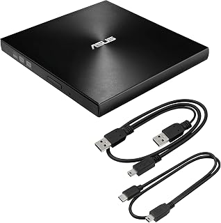 ASUS ZenDrive Black 13mm External 8X DVD/Burner Drive +/-RW with M-Disc Support, Compatible with Both Mac & Windows and Nero BackItUp for Android Devices (USB 2.0 & Type-C Cables Included)