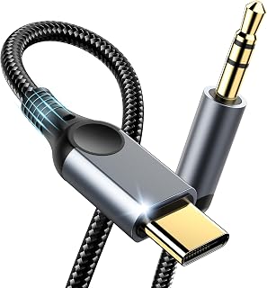 Aux to USB C Audio Cable [4FT], Type C to 3.5mm Aux Cord Hi-Fi DAC Headphone Jack Adapter Dongle Compatible with iPhone 18 Pro Max/Duo/17/16/15, Samsung S26/S25/S24/S23,iPad Pro,Pixel-Grey