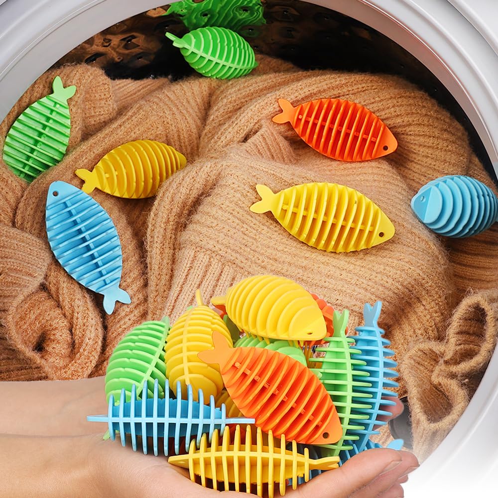 Set of 5 Soft Glue Magic Laundry Balls Fish Shape Anti-winding Reusable Househol