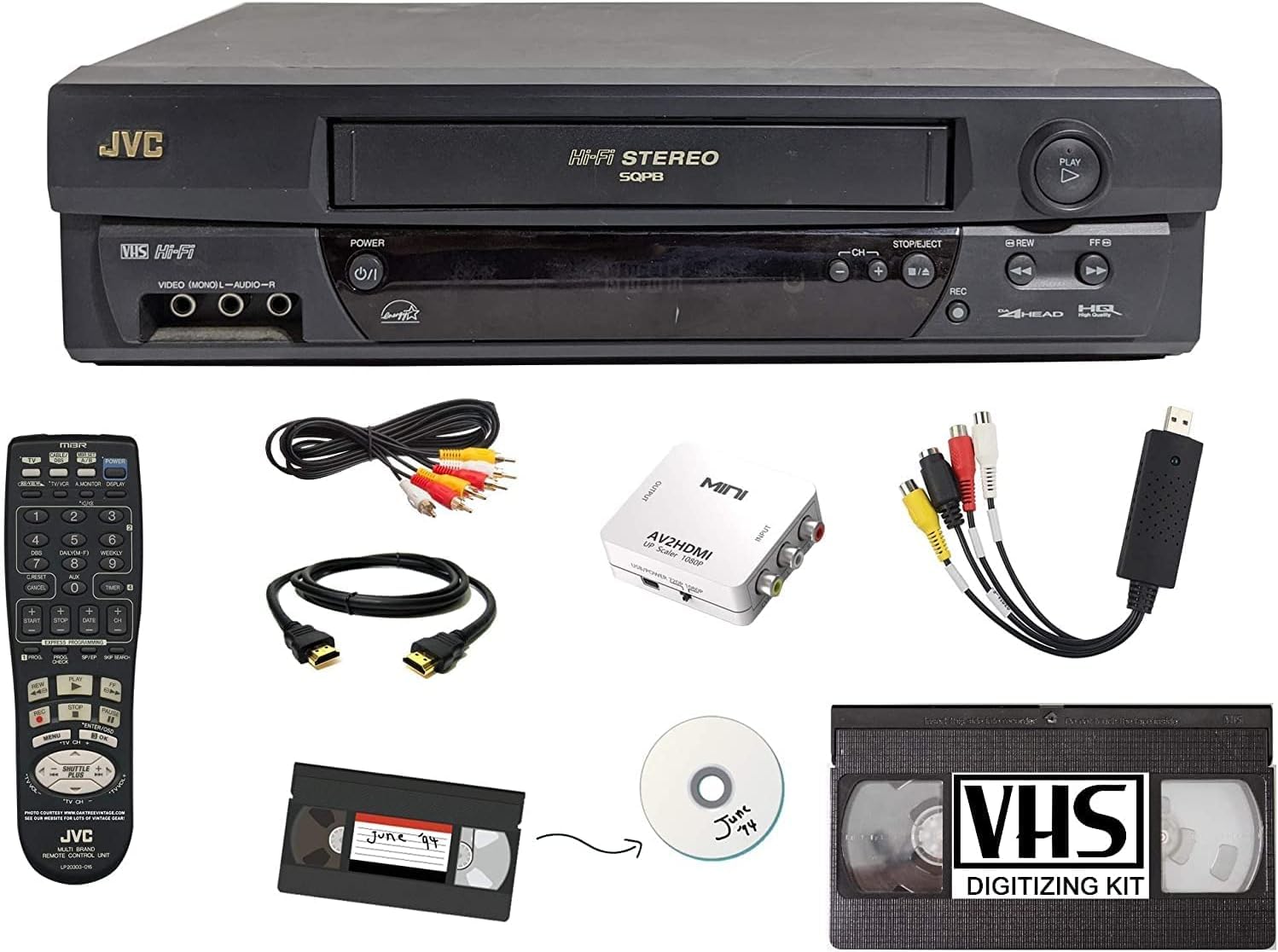 JVC 4 Head Vcr+ VCR with Remote (Renewed)