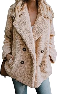 OMZIN Women's Casual Coat Faux Lapel Long Sleeve Apparel Front Pockets Piped Crossover Coat S-5XL