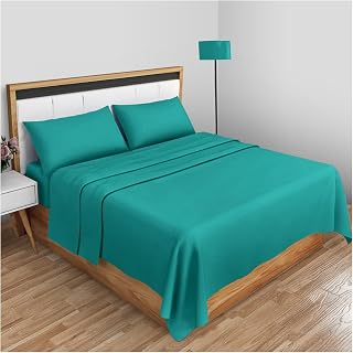 GC GAVENO CAVAILIA Super Soft Plain Dyed Diamond Flat Sheet [ Double - Deep teal ]
