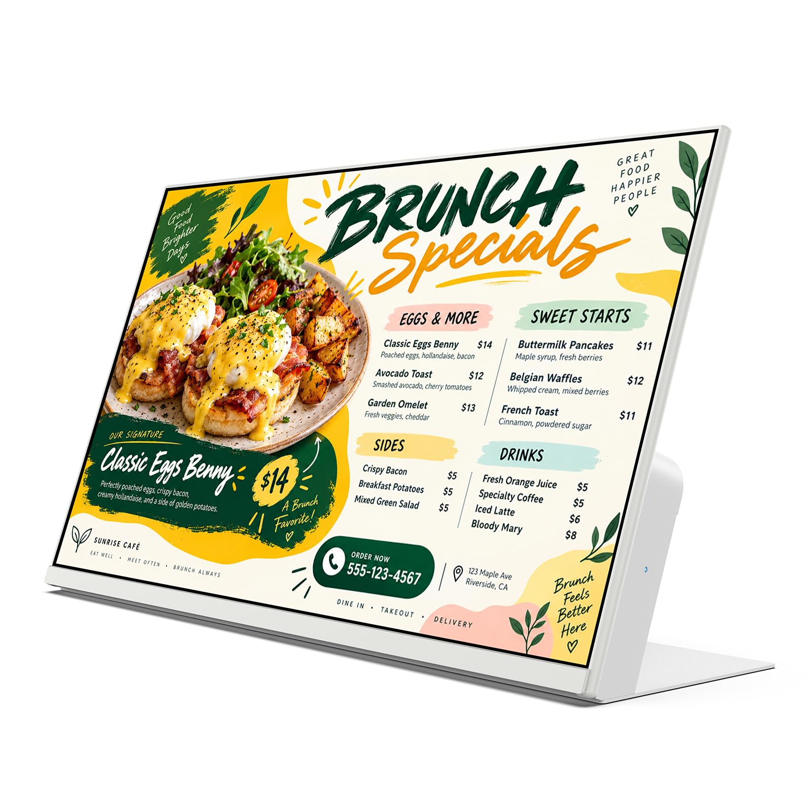 23.8-Inch Desktop Digital Signage Display, FHD 1080p Countertop Menu Board | Non