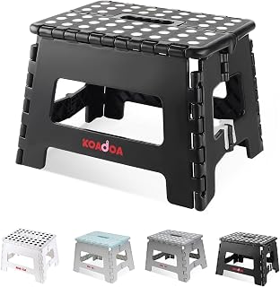 KOADOA Folding Step Stool 9 Inch, Holds 330 lbs, Foot Stool for Kids Adults | Non-Slip Foldable Stool with Carry Handle Collapsible Step Stool for Potty Training Kitchen Bathroom Bedroom