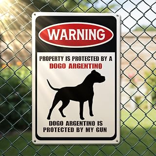Dogo Argentino Warning Metal Tin Sign Funny Dog Lover Gift Women Man Retro Garden Bathroom Wall Decor 7 x 10.5 Inches