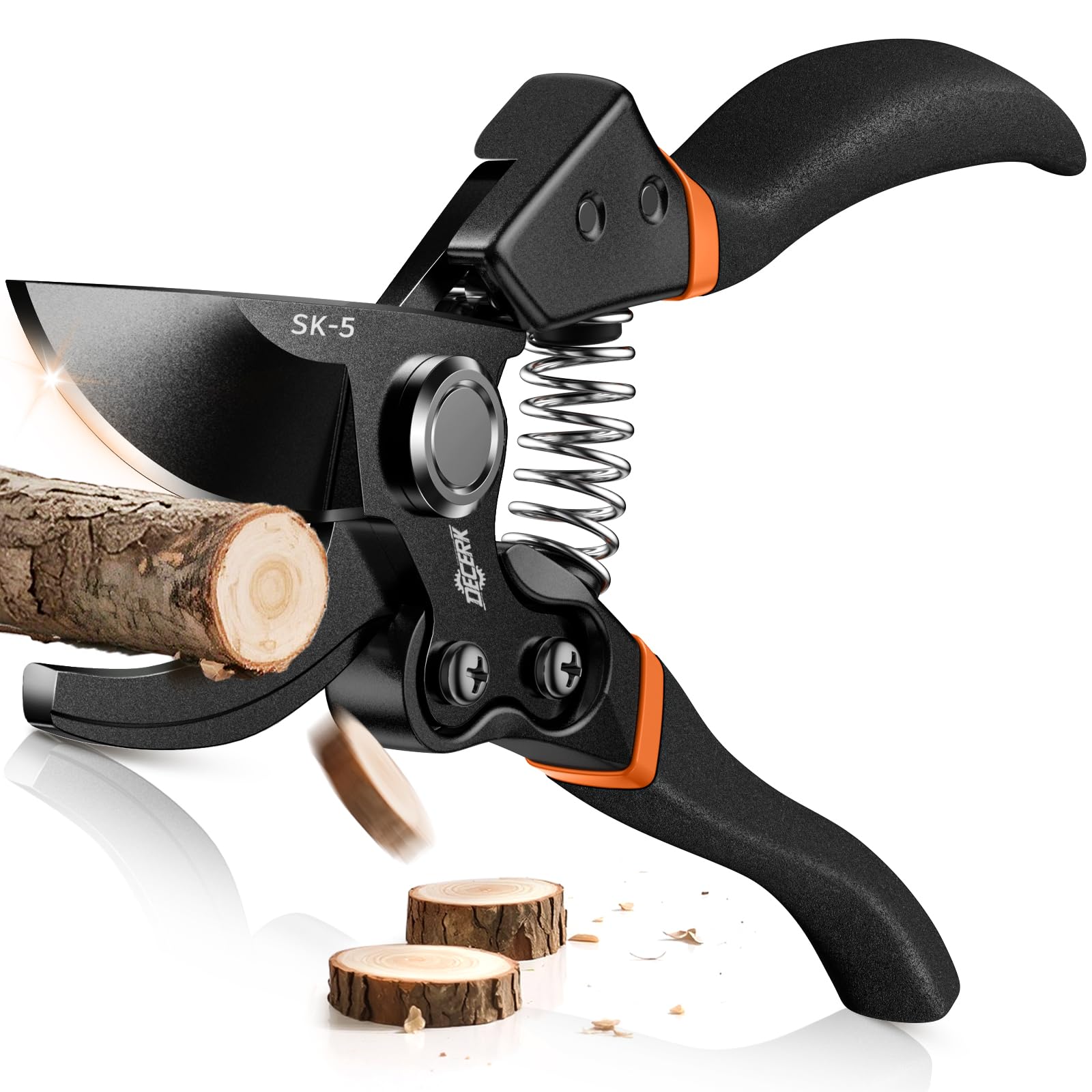 DECERK® 8.5" Professional Pruning Shears, Effortlessly Prunes 3/4" Branches | He