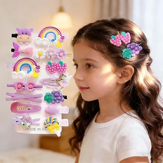 14 Pieces Girls Hair Accessories Colorful Hair Clips for Baby Girls Rainbow Candy Theme Hair Clips Flower Hair Accessories (Purple 02)
