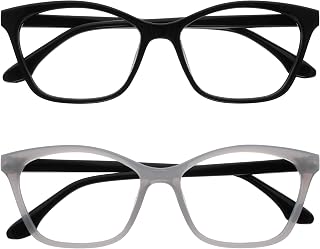 OPULIZE KAT Set of 2 Reading Glasses - Cat Eye Frame - Black, Grey - Men and Women - Spring Hinges - RR59-17 - +1.00