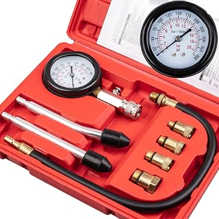 Clatoon 8pcs Petrol Engine Cylinder Compression Tester Kit 0-300PSI | Small Engine Compression Tester Automotive Tool Gauge for Testing Car Motorcycle Outboard Motor Snowmobile Chainsaw