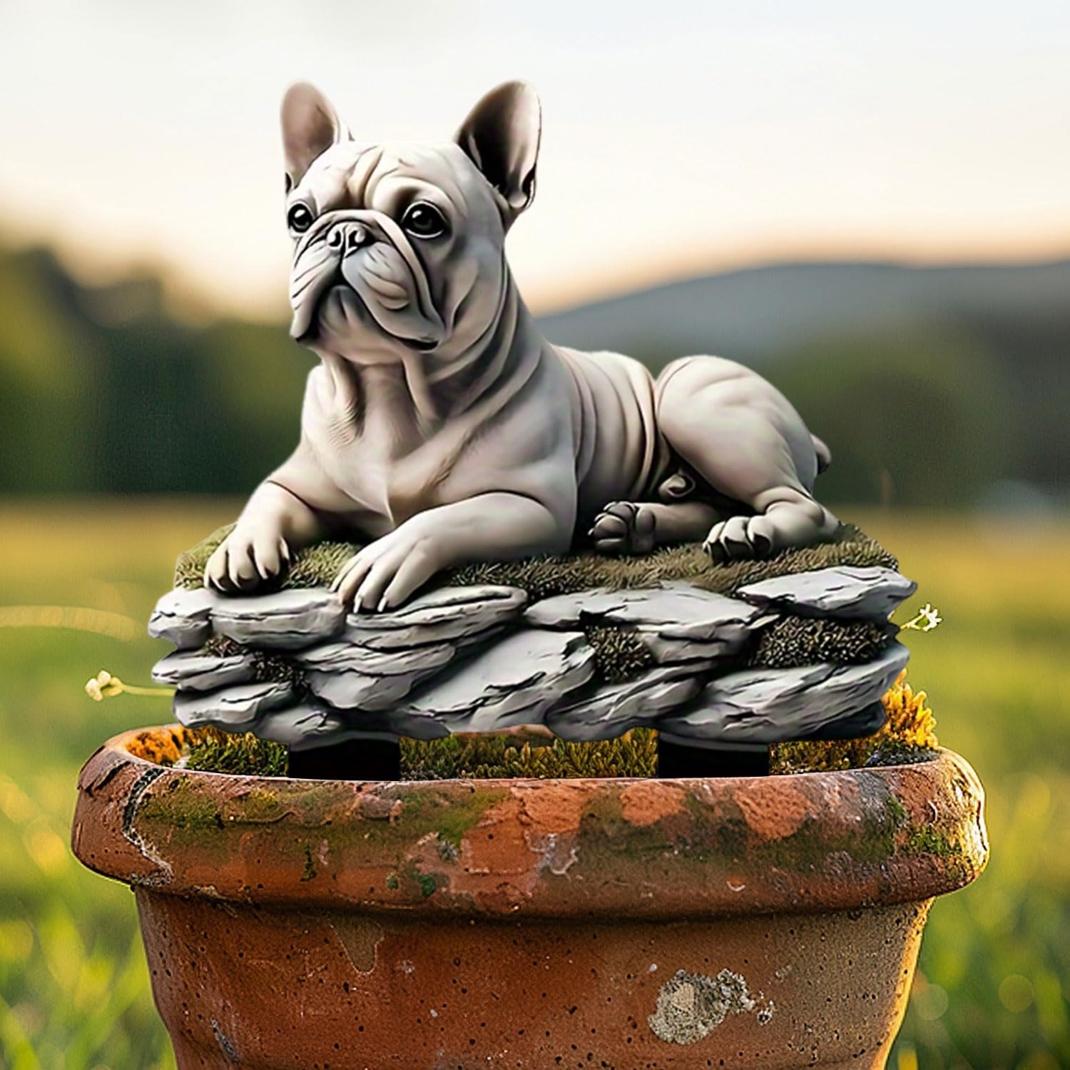 French Bulldog Acrylic Garden Stake, Indoor and Outdoor Garden Acrylic Decor, Pe