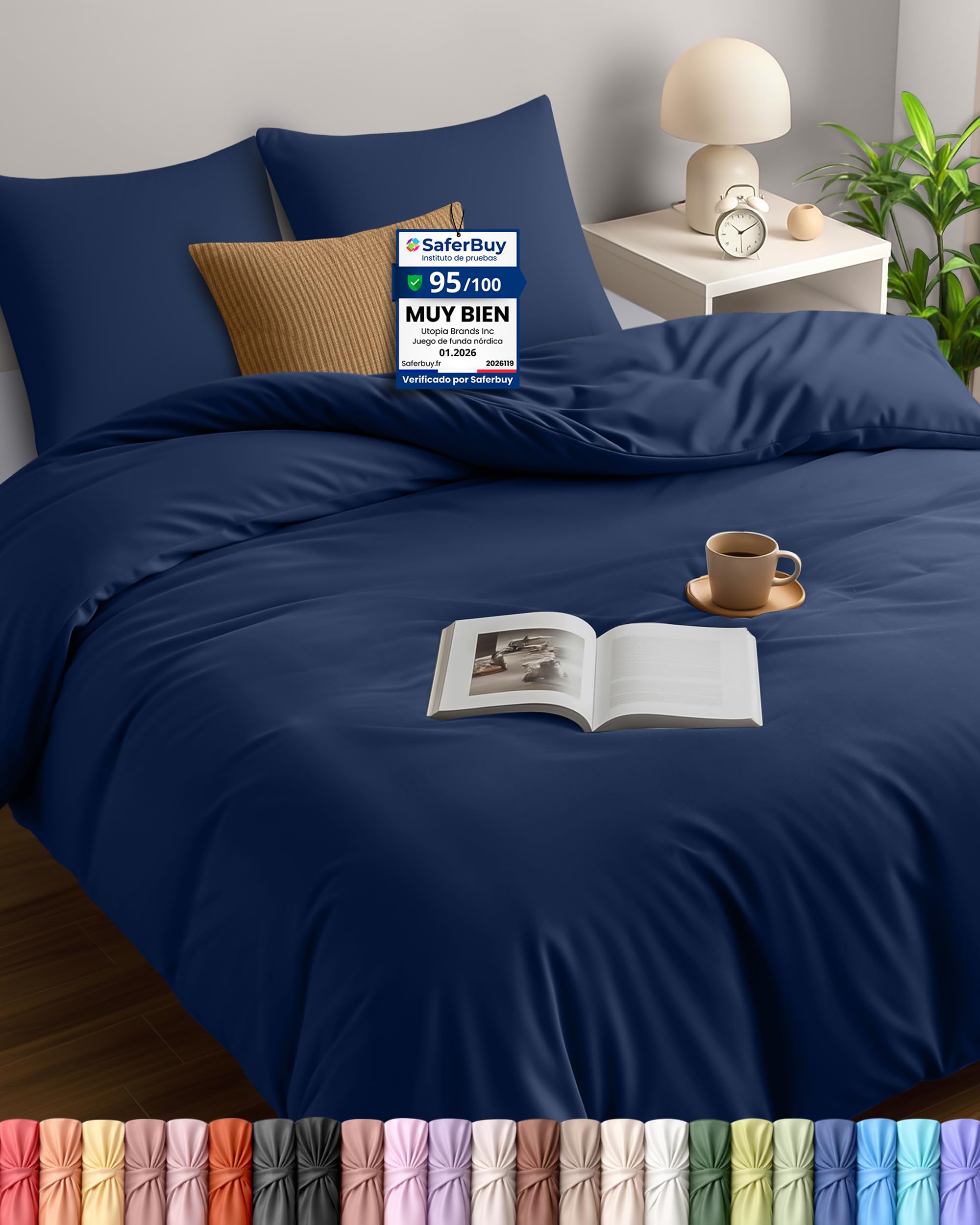 Utopia Bedding Duvet Cover for 180 Bed 240 x 260, Navy Blue