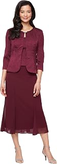 Alex Evenings Plus Size Tea Length Open Front Jacket Dress for Special Occasions Women