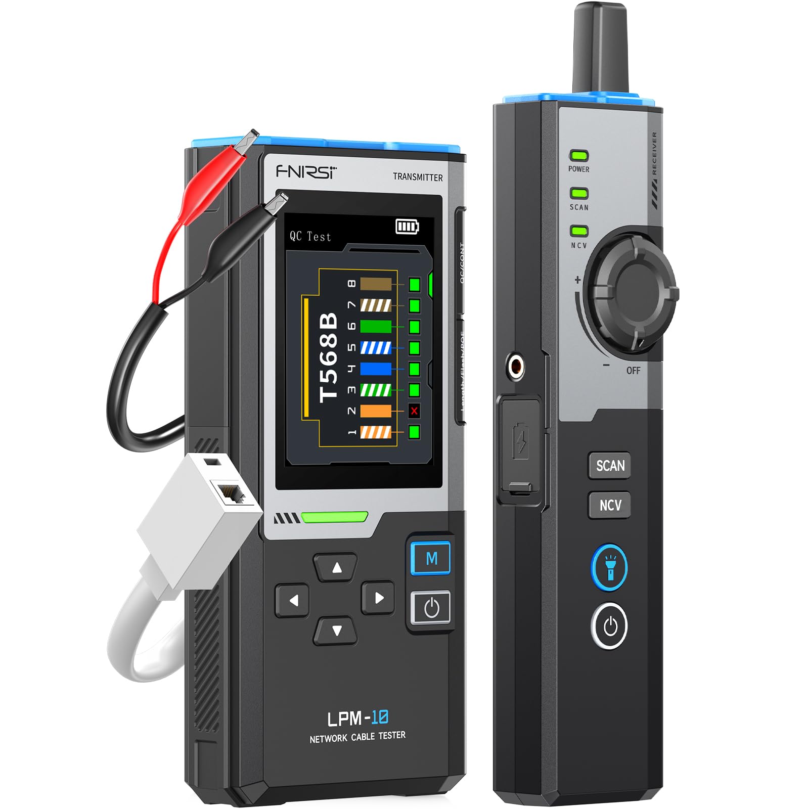 FNIRSI LPM-10A Network Cable Tester Kit, for CAT5 CAT5e CAT6 RJ11 RJ45 | Wire Tr