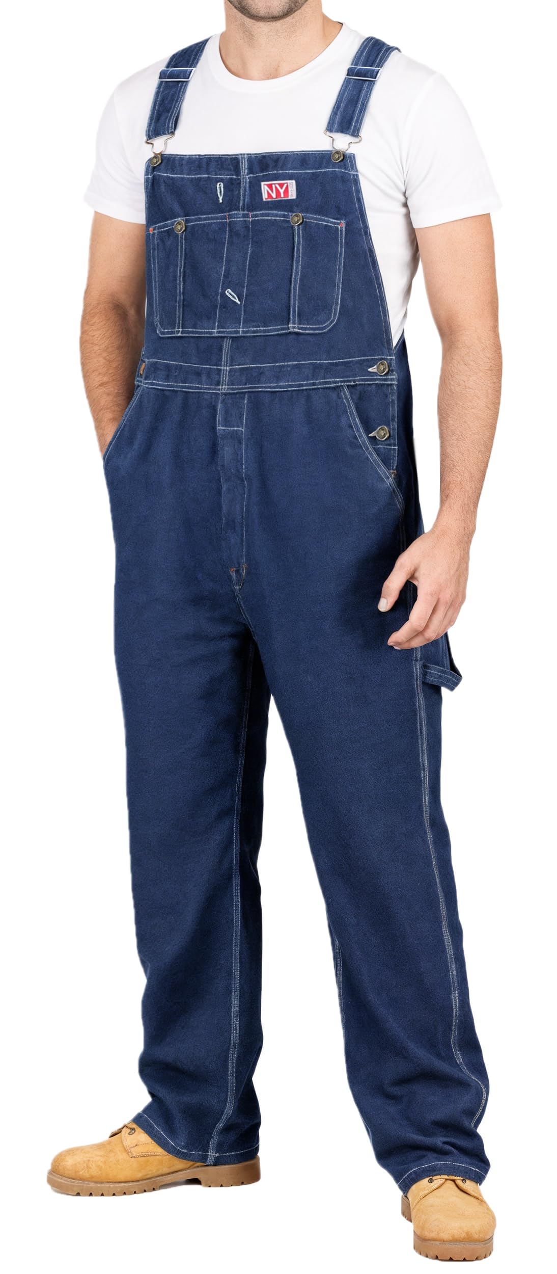 NY Threads 100% Cotton Denim Bib Overalls for Men Relaxed Fit | Workwear Overall