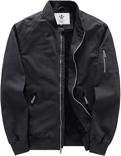 WenVen Men's Lightweight Cotton Flight Casual Military Bomber Jacket