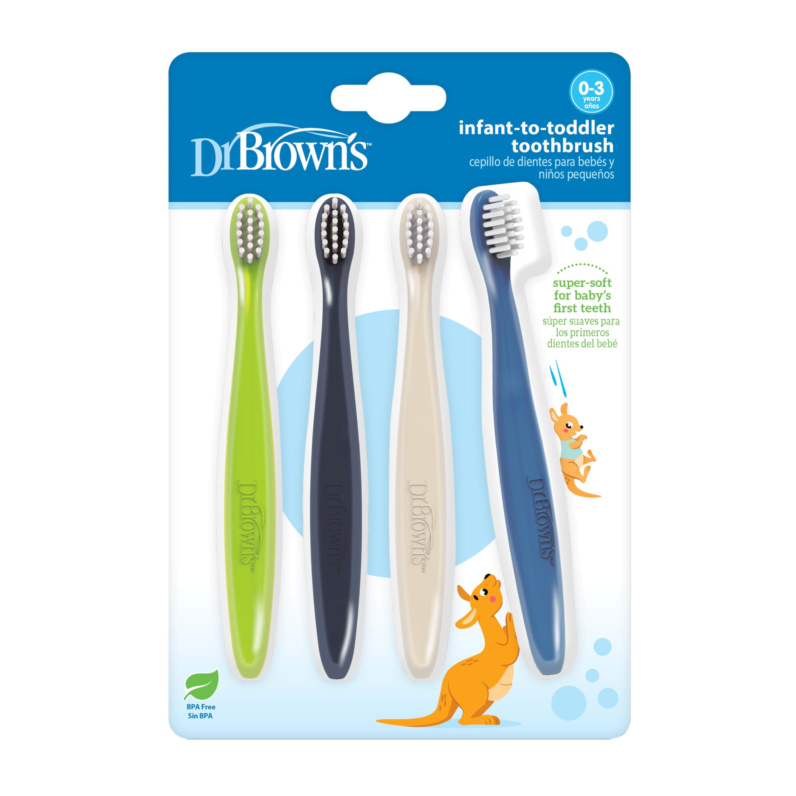 Dr. Brown's Infant-to-Toddler Toothbrush Set, Soft & Gentle Manual Toothbrushes 