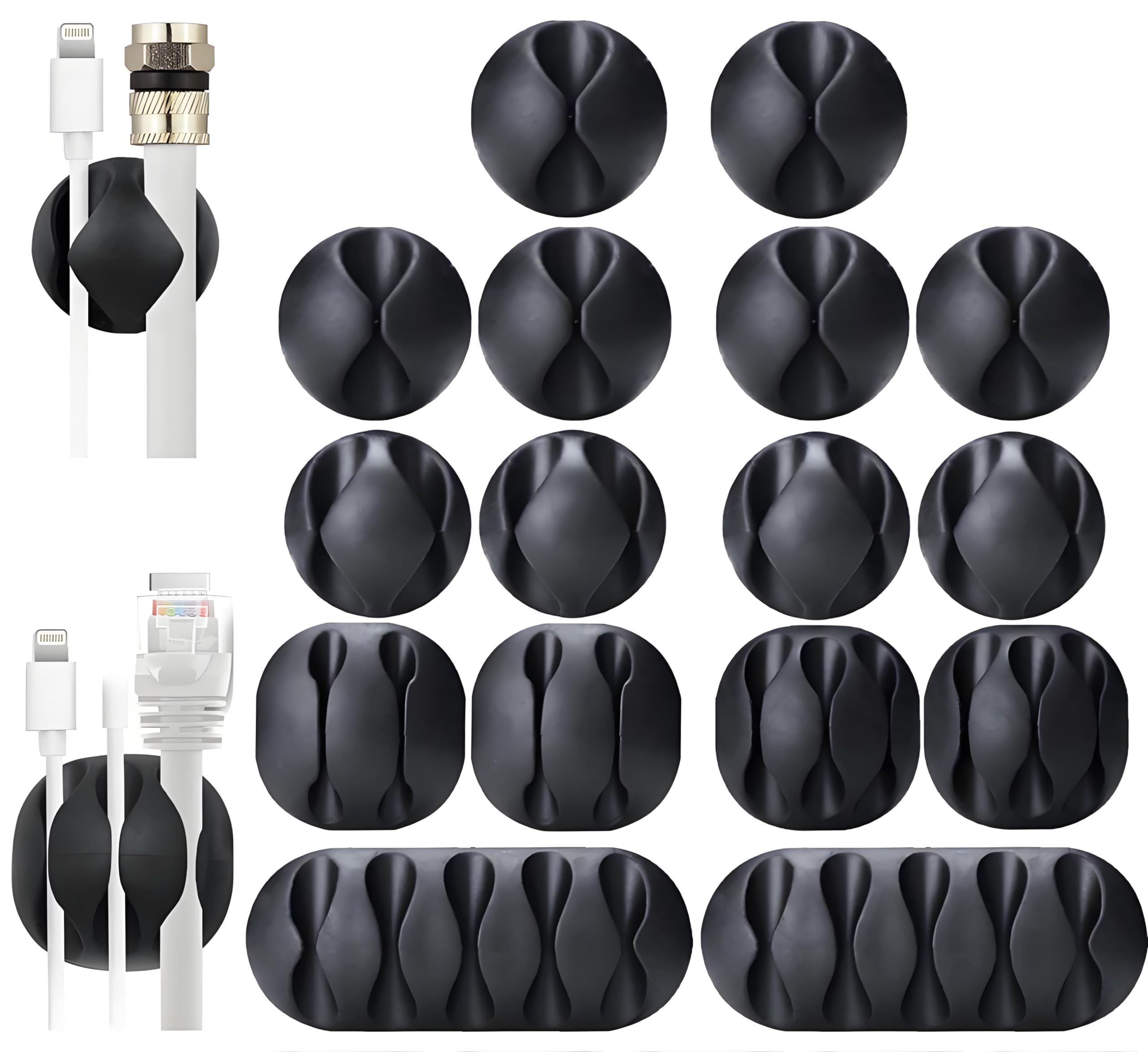 OHill 16PCS Black Cable Clips, Self Adhesive Cord Holder Cord Organizer | Residu