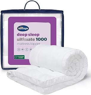 Silentnight Deep Sleep Mattress Topper, 10cm Extra Deep, King, 150x200cm | Supportive Cushioned Comfort, Luxury Fibadown™ Fibres, Box-Stitched Edge, Elastic Straps, Hypoallergenic, Machine Washable