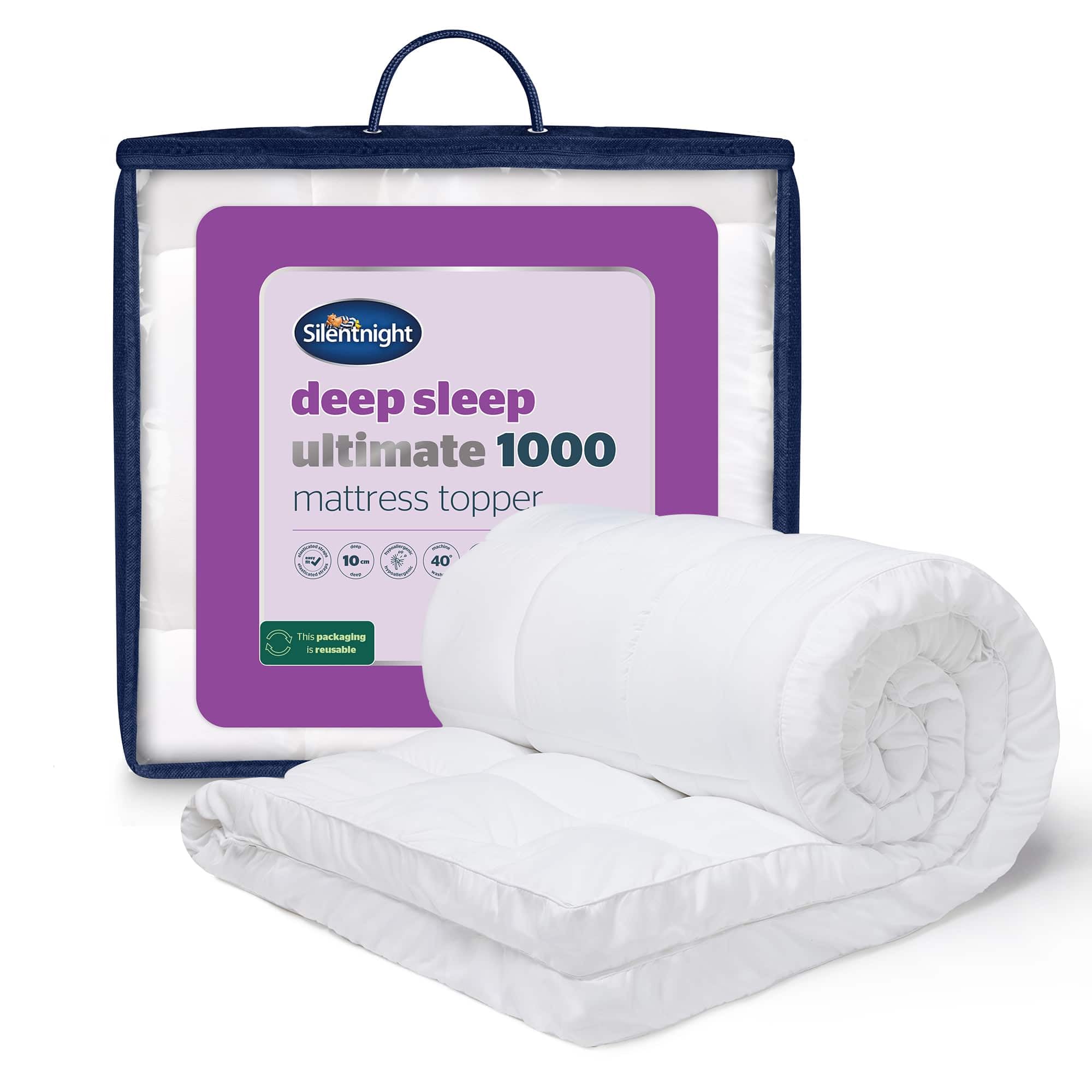 Silentnight Deep Sleep Mattress Topper, 10cm Extra Deep, King, 150x200cm | Suppo