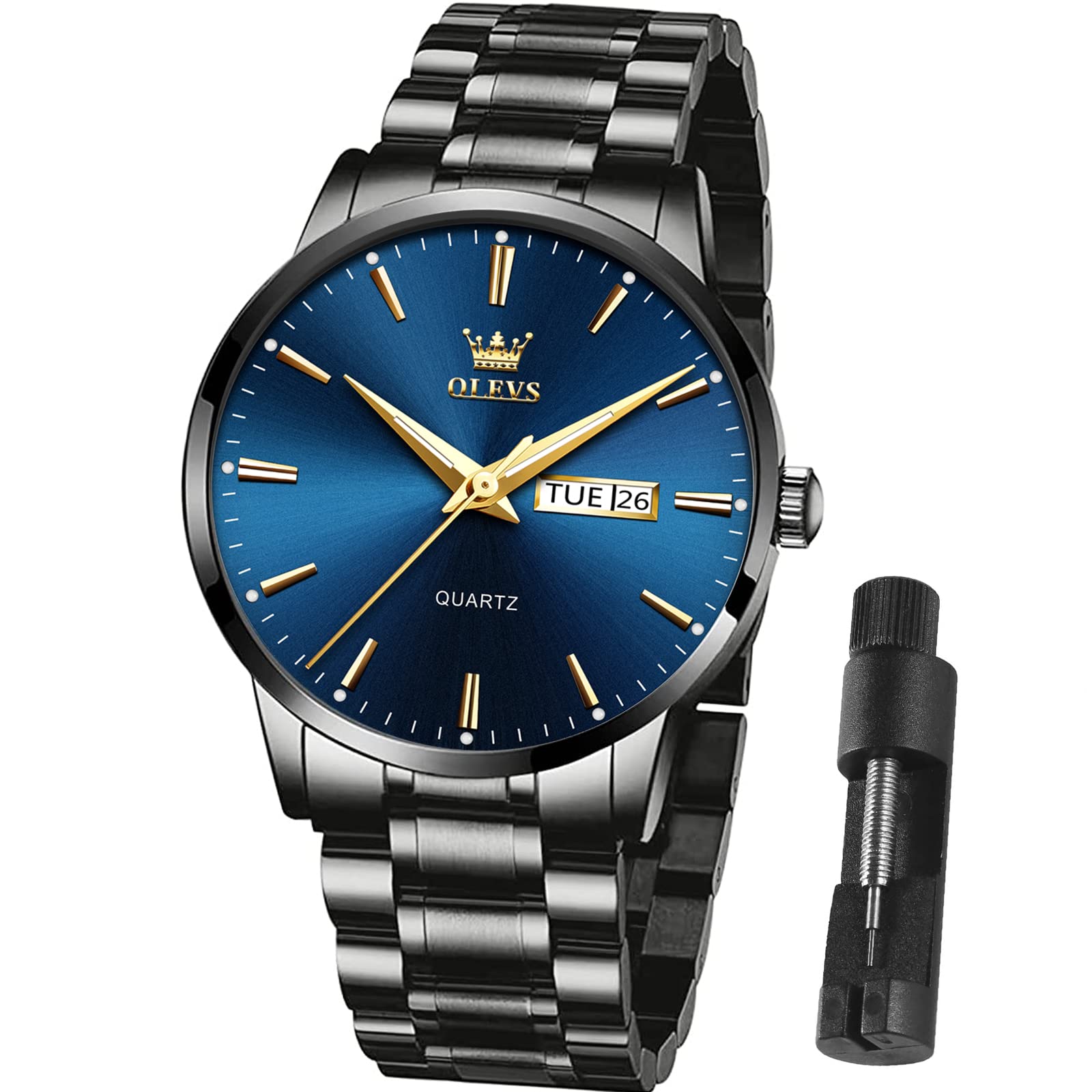 OLEVS Gold Watches for Men Waterproof Stainless Steel Analog Wrist Watches Dress