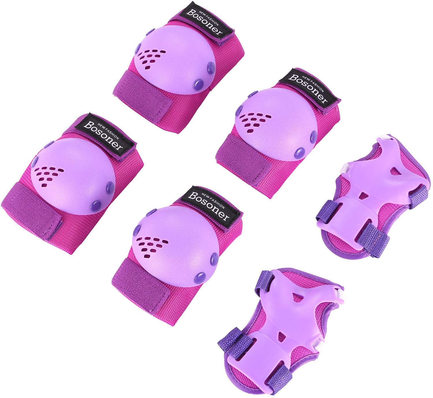 BOSONER Kids/Youth Knee Pads Elbow Pads Wrist Guards Set for 3-15 Years, Child P