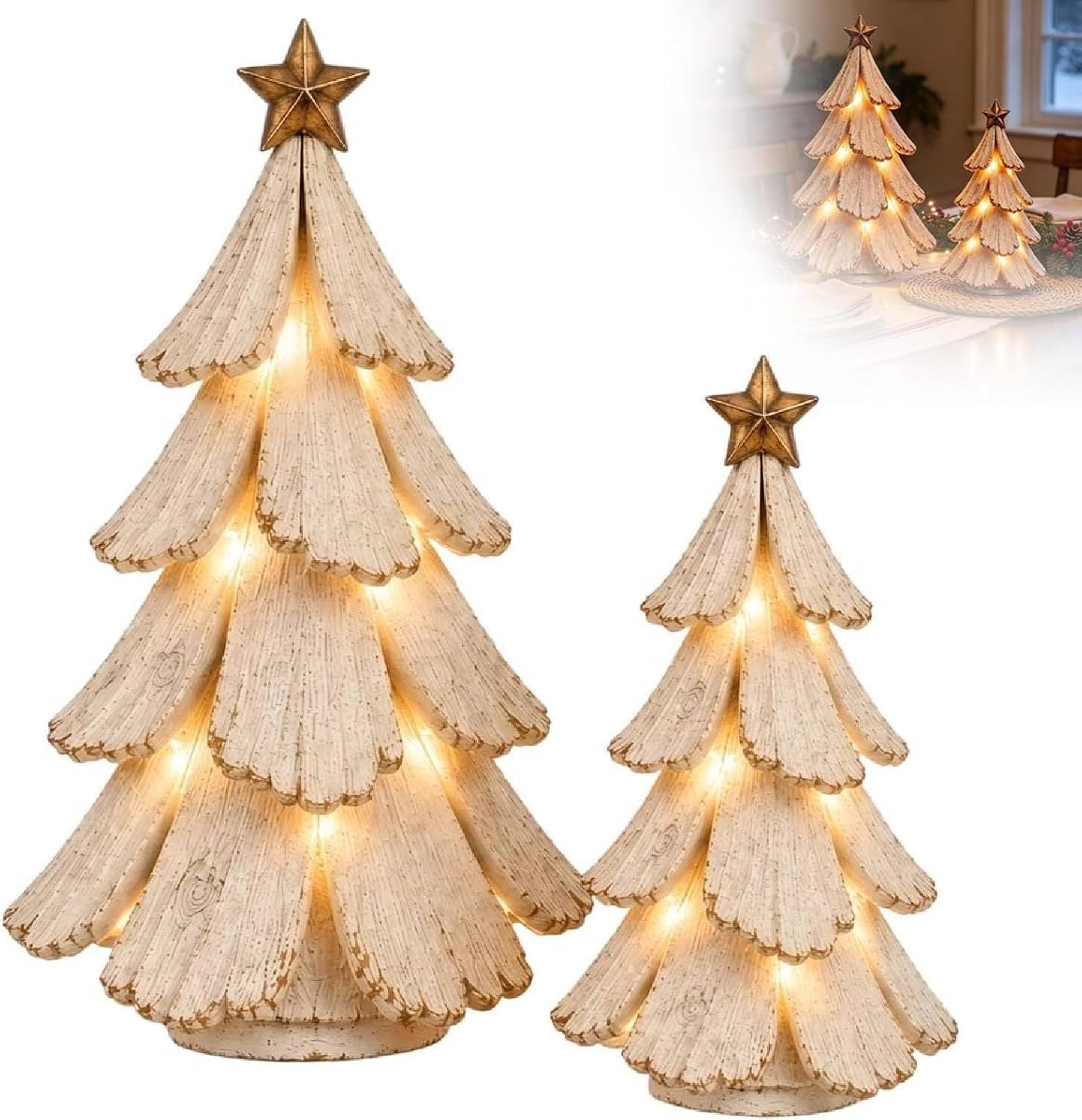 Vintage Lighted Christmas Tree Figurines Mini Tabletop Decor | vintage Christmas