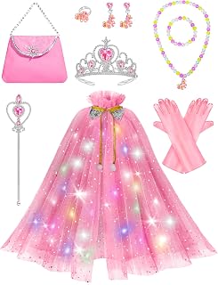 Fuzmo Light Up Princess Dress Up Set for Girls 3 4 5 6 Years Old | Toddler Dress Up Clothes with Accessories, Princess Toy for Kids Birthday Gift