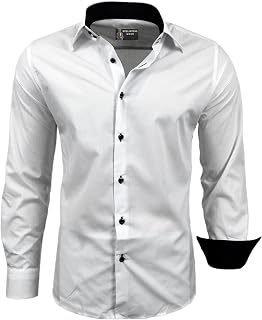 Subliminal Mode - Easy Iron Men's Shirt Two Tone Plain Long Sleeve Slim Fit Business Gift Idea Christmas Valentine's Day RN44