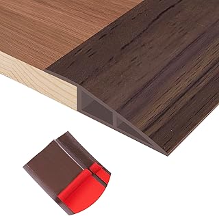 Heonay Floor Transition Strip Self Adhesive Vinyl Door Threshold Strip | Rubber Transition Strips for Doorways Reducer for Laminate Floor Carpet Tile, Deep Brown Wood Grain, 1/5" to 2/5", 3.3Ft