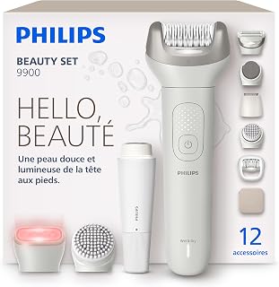 Philips Series 9900 - All-in-One Body and Face Epilator with Red and Near-Infrared LED Technology, Wireless, Can Be Used Under Water and Dry, Pedicure Head, 12 Accessories, Model BRE749/00