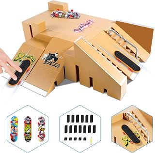 Fingerboard Skate Park Kit with 3 Finger Skateboards & 8 Skatepark Ramps | Skateboard Finger Toys, Skatepark Deck Ramp for Boys or Girls Gift, Mini Finger Board Skate Training for Kids Ages 5 and up