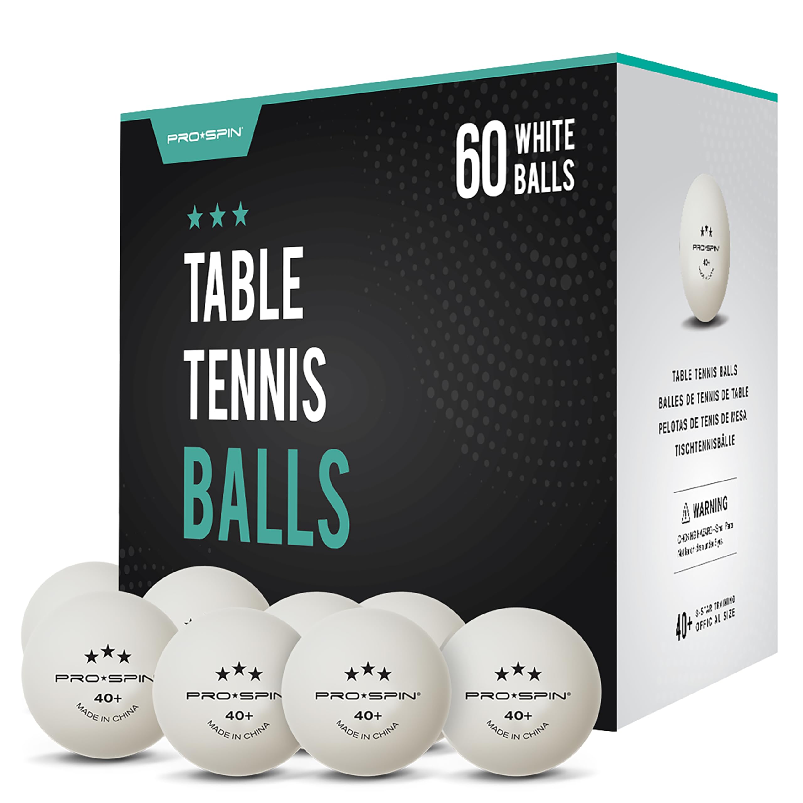 PRO-SPIN Ping Pong Balls - White 3-Star 40+ Table Tennis Balls | High-Performanc