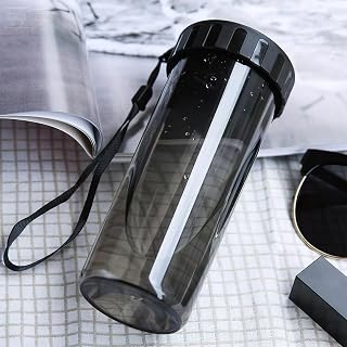 15oz Refillable Water Bottle, Portable Plastic Cup with Strap, Anti-Fall Sports Bottle for Outdoor Activities, Leakproof Water Container for Boys and Girls, Black