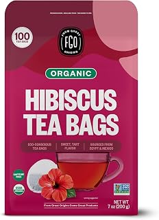 FGO Organic Hibiscus Tea, 100 Count, Eco-Conscious Tea Bags, Caffeine Free, Packaging May Vary (Pack of 1)