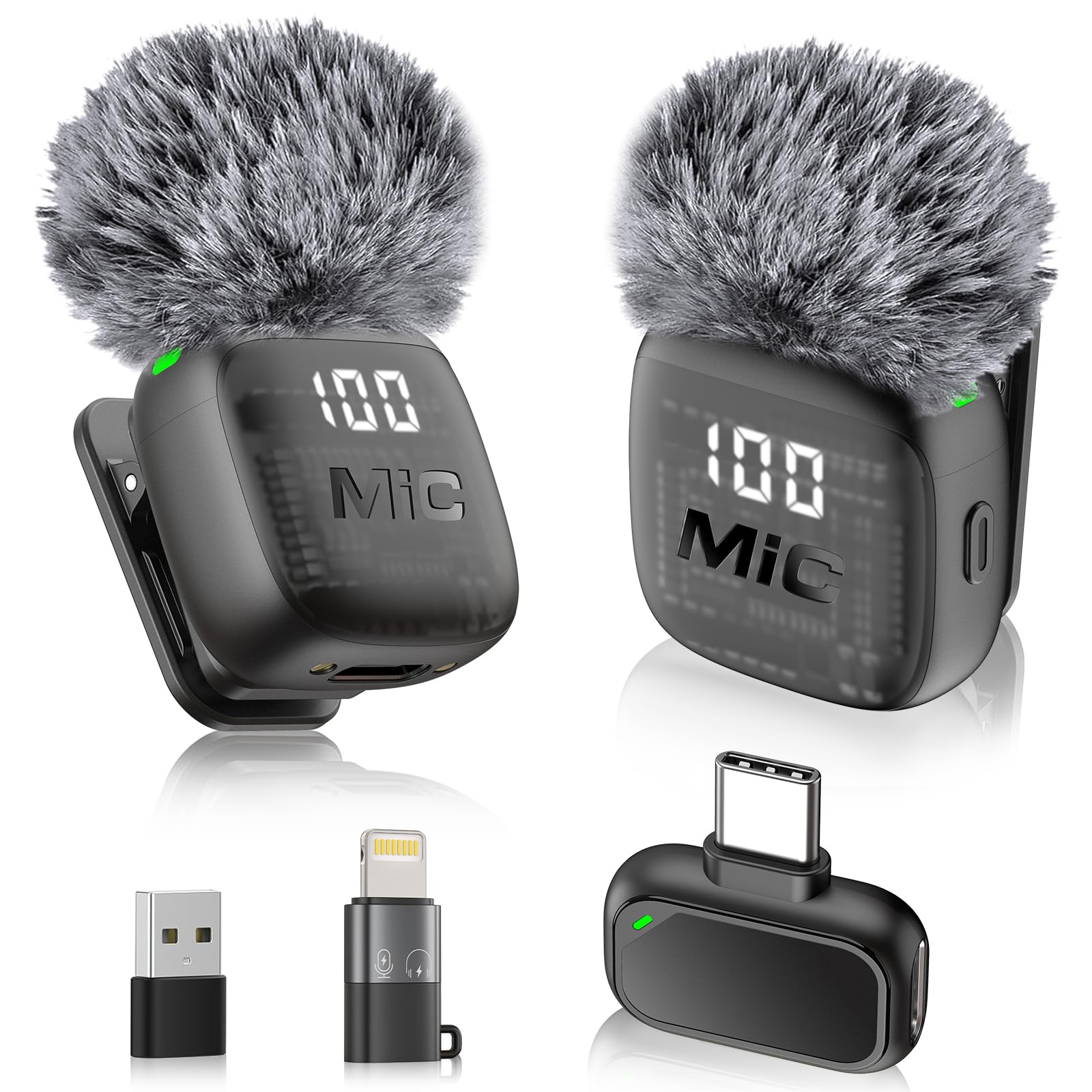 RICCHI Mini Microphone, Wireless Lavalier Microphones for iPhone Mic Vlog | 8H O
