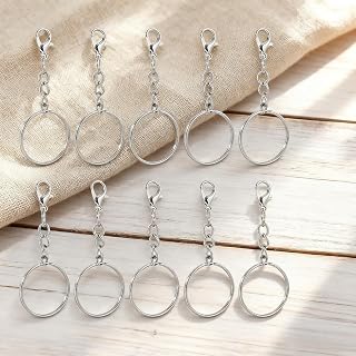 Llavero de aleación con cierre de langosta redondo, anillo dividido, llavero plateado, accesorios de bricolaje para hacer joyas hechas a mano