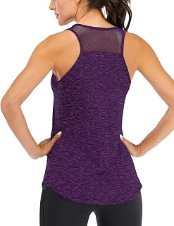 Fihapyli ICTIVE Women's Fitness Tank Top with Mesh Back, Racerback Uncovered Running Top, Sleeveless Sports Shirt for Intense Muscle and Gym