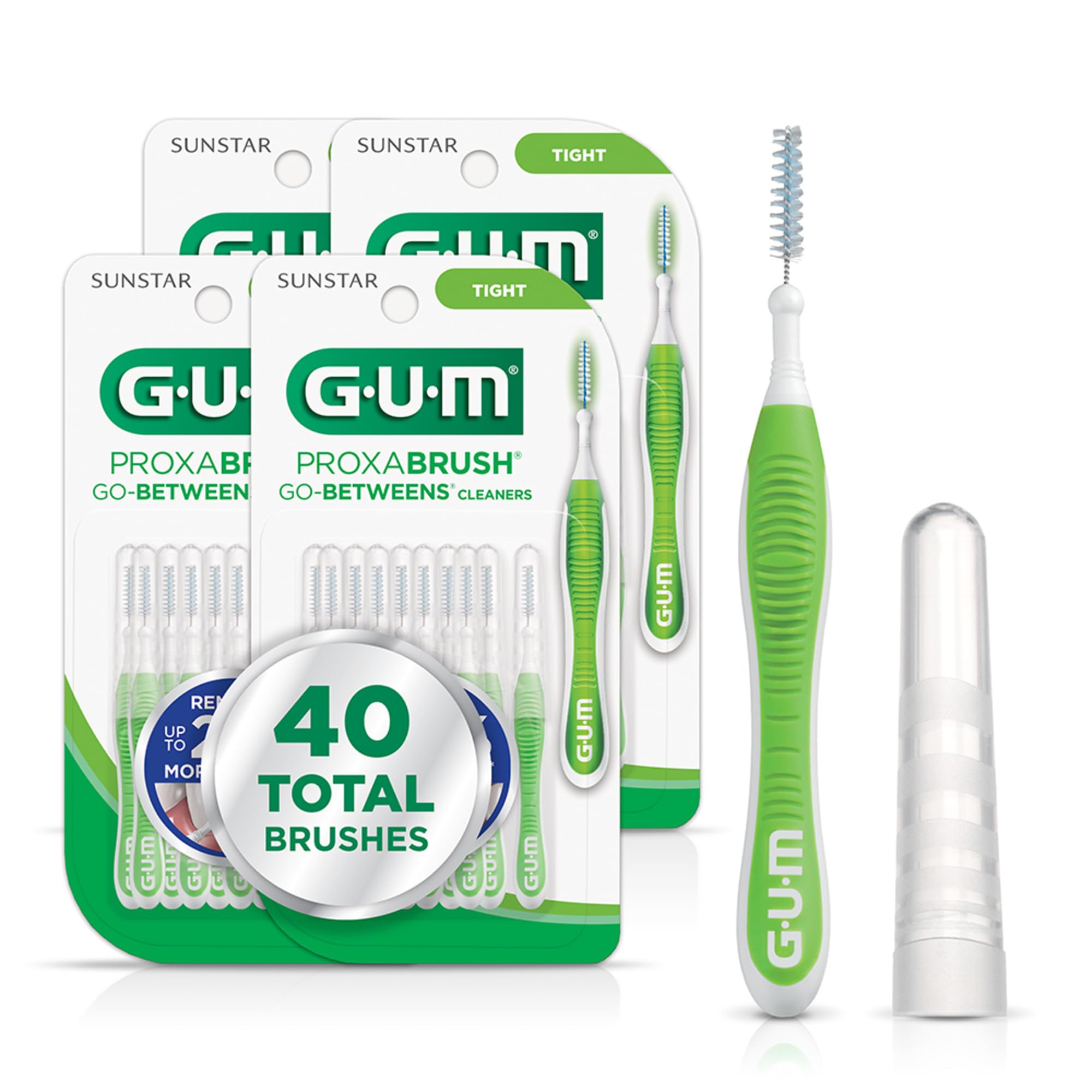 GUM Proxabrush Go-Betweens Tight Interdental Brushes, 10 Count (4 Pack) | Triang