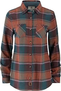 Legendary Whitetails Womens Cottage Escape Flannel Long Sleeve Plaid and Solid Color Clothes for Women, Fitted Button Down