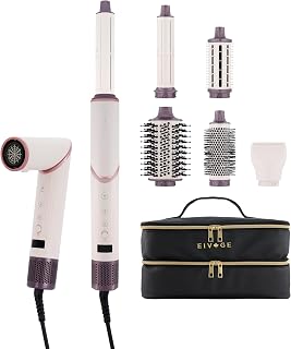 6-in-1 Air Styler & Multi Styler Hair Dryer Brush Kit, 110,000 RPM High-Speed Blow Dryer Brush with Auto-Wrap Curling, 200 Million Plasma Ions, 90° Rotating Handle, LED Display & Premium Storage Case