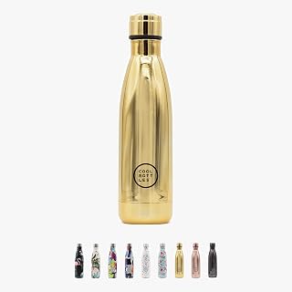 Cool Bottles - Stainless Steel Water Bottle - 500 ml - Chrome Gold - 26.5 x 7 cm - Airtight Thermal Bottle - 24 Hours Cold and 12 Hours - Double Wall - BPA Free