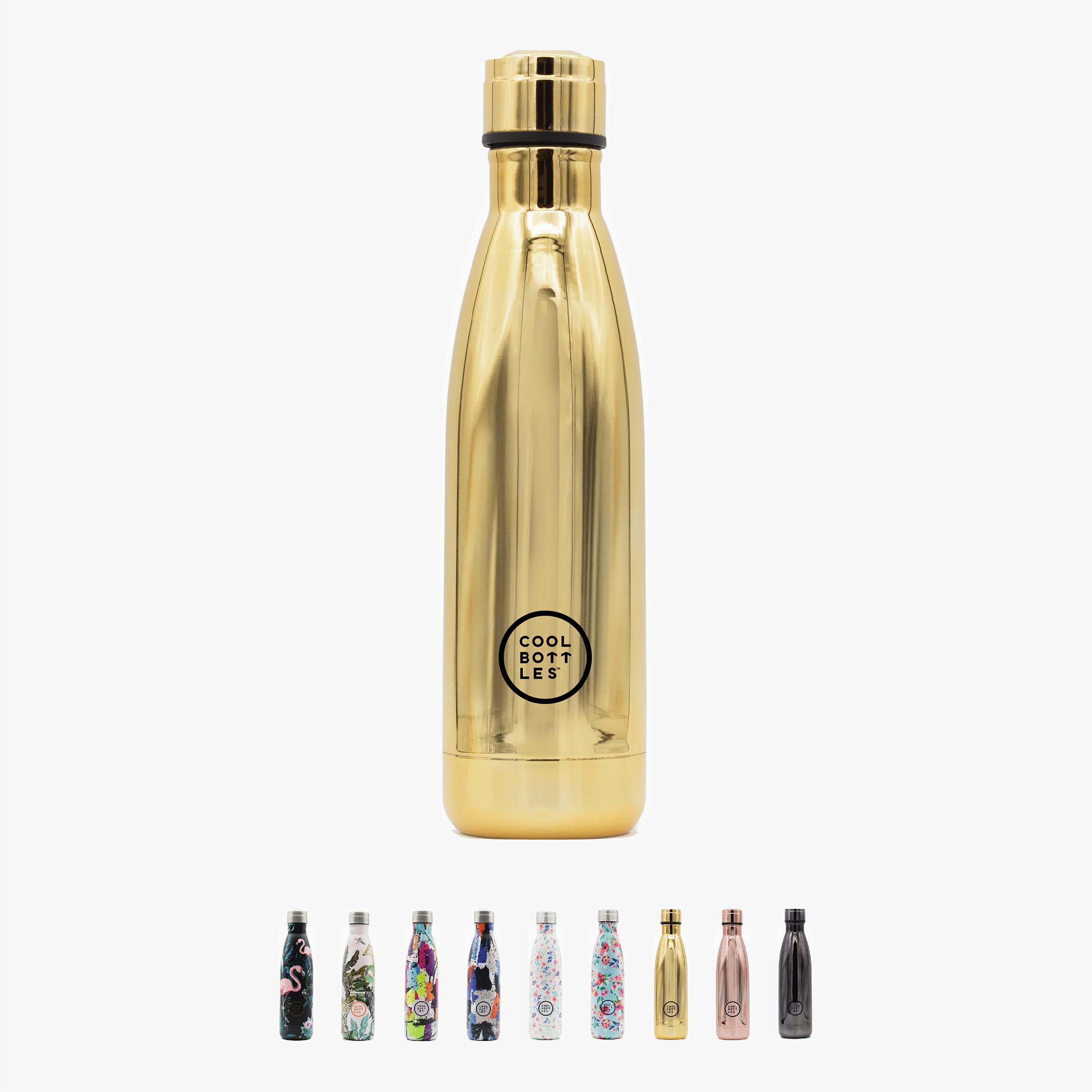 Cool Bottles - Stainless Steel Water Bottle - 500 ml - Chrome Gold - 26.5 x 7 cm