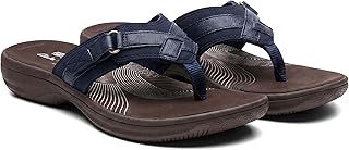 Clarks Womens Breeze Sea Flip-Flop Sandals - Comfortable Flip Flop with Adjustable Hook and Arch Support - Casual Summer Wearing Cloudsteppers for Everyday