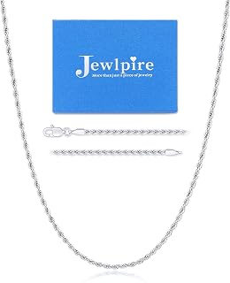 Jewlpire Silver Rope Chain/14k Gold Plated Chain Necklace for Men, 2.5mm 3mm 4mm Chains for Men Women, Stainless Steel Necklace Chains, Mens Necklaces 16 18 20 22 24 26 Inch