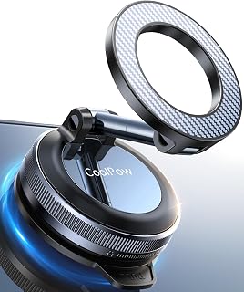 Coolpow for Magsafe Car Mount Vacuum Magnetic Phone Holder for Cars【Greater Stability】 Magnetic Phone Mount for Shower Mirror Window Mobile Phone Holder for Magsafe iPhone 17 16 15 Samsung (Carbon)