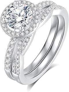 Wedding Ring Set For Women Moissanite Ring 18 K White Gold Plated 925 Sterling Silver Moissanite Engagement Rings Modern Design Ring Set