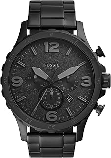 Fossil Men’s Nate Quartz Stainless Steel Chronograph Watch, Color: Silver (Model: JR1353)