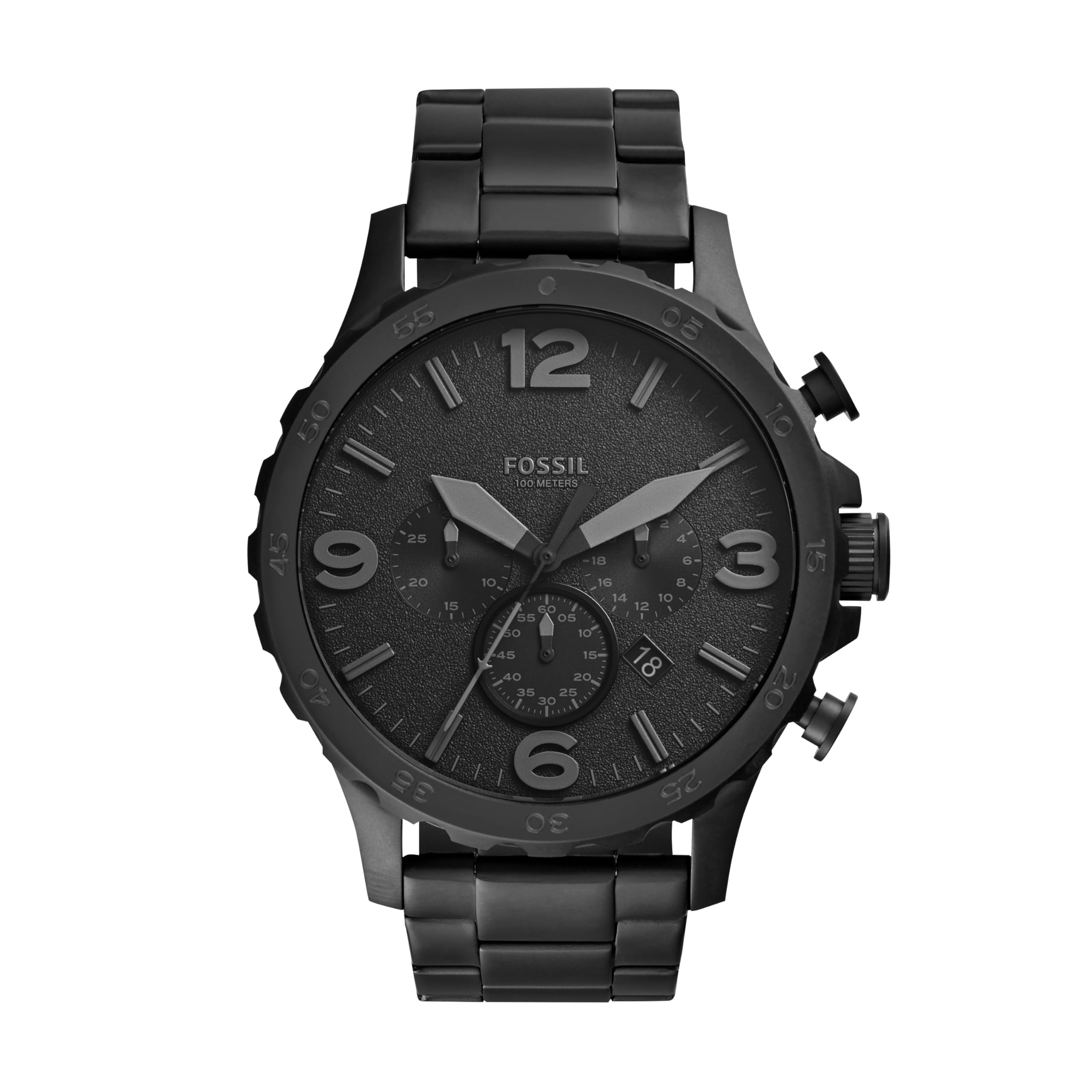 Fossil Men’s Nate Quartz Stainless Steel Chronograph Watch, Color: Silver (Model